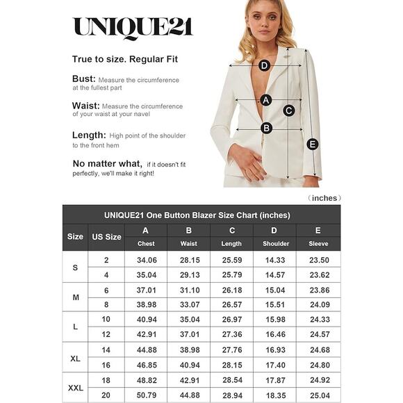 NWT UNIQUE 21 One Button  Blazer Casual  Ladies Jacket Size 10 - Picture 6 of 11